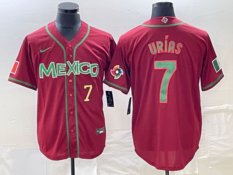 Men 2023 World Cub Mexico #7 Urias Red green Nike MLB Jersey5->more jerseys->MLB Jersey